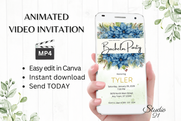 Christmas Bachelor Party Invite W5216: Festive Design Meets Modern Tech