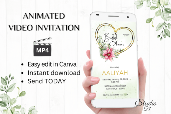 Christmas Bridal Shower Invite W4198: A Festive Digital Evite