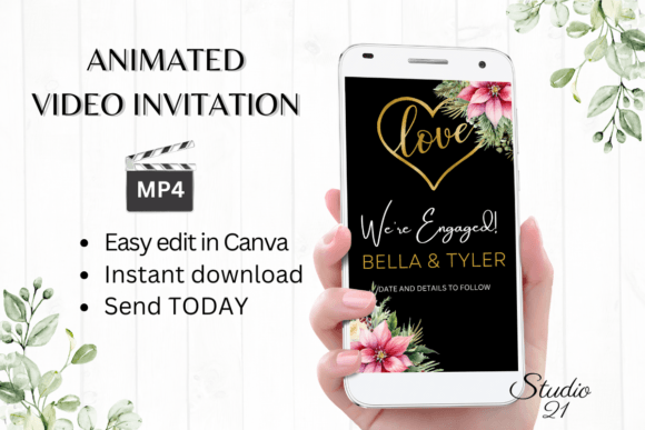 Christmas Engagement Announcement W1191B: Festive Digital Invites