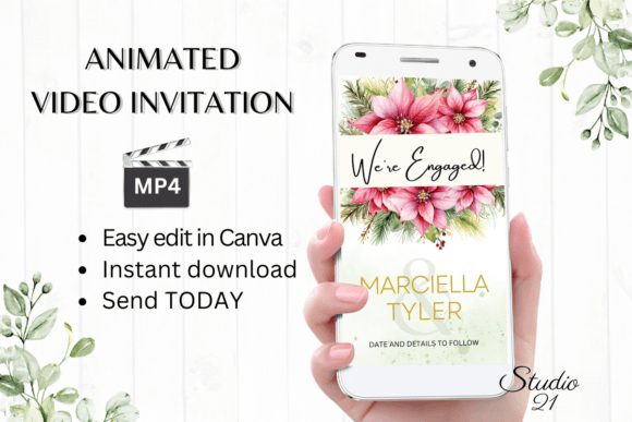 Christmas Engagement Announcement W1196B: Your Festive Digital Evite