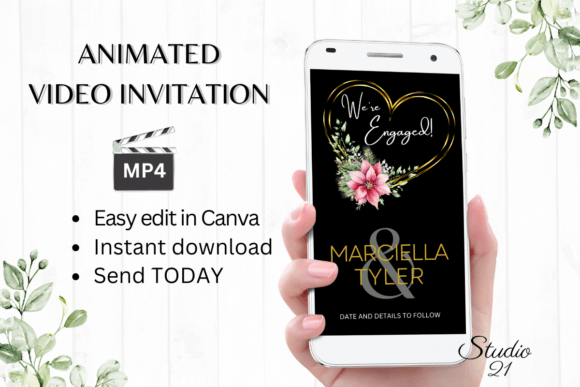 Christmas Engagement Announcement W1199B: A Festive Digital Invite