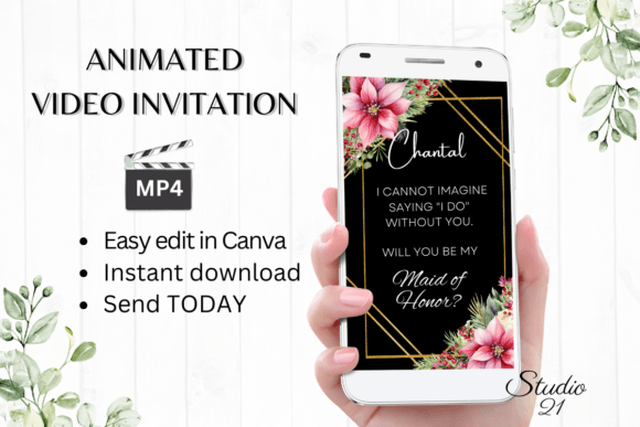 Christmas Maid of Honor Proposal W3195MH: A Festive Digital Invitation