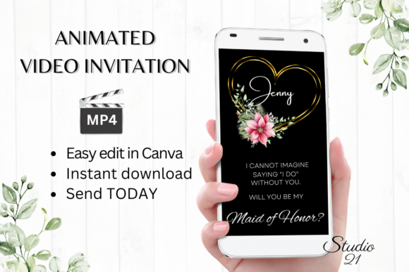 Christmas Maid of Honor Proposal W3199MH: Festive Digital Invites