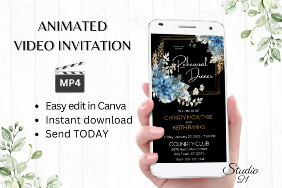 Christmas Rehearsal Dinner Invite W7213: Festive Digital Style