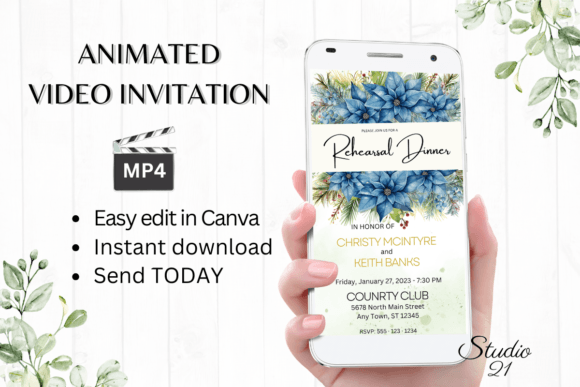 Christmas Rehearsal Dinner Invite W7216: Digital Invitation Guide