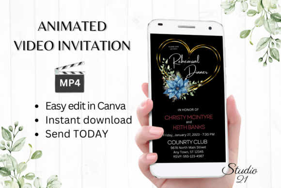 Christmas Rehearsal Dinner Invite W7219: A Festive Design Asset