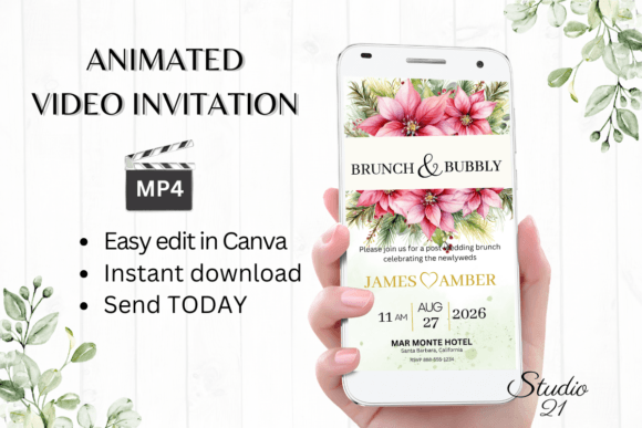 Christmas Wedding Brunch Invite W9196: A Festive Digital Solution