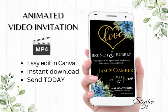 Christmas Wedding Brunch Invite W9211: Effortless Digital Elegance