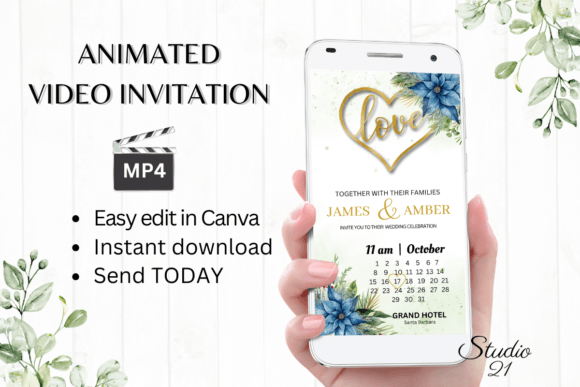 Christmas Wedding Invitation W8210B: Your Digital Holiday Evite