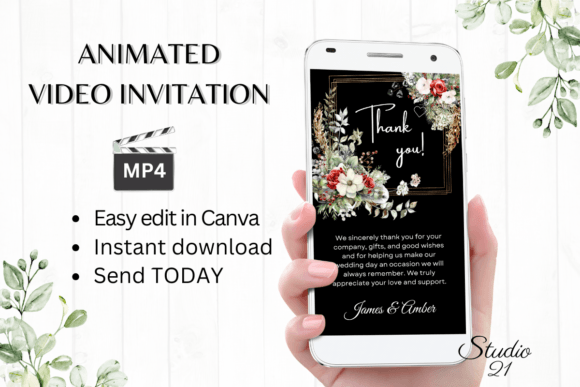 Christmas Wedding Thank You W9185TU: Festive Elegance