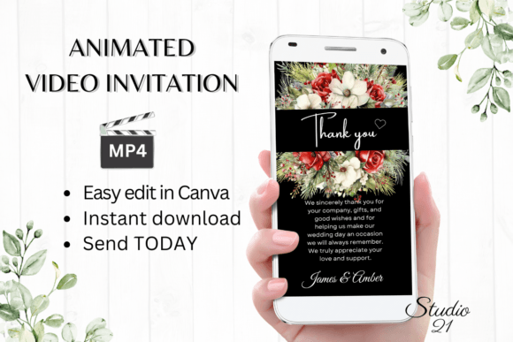 Christmas Wedding Thank You W9187TU: Festive Digital Invitation Guide
