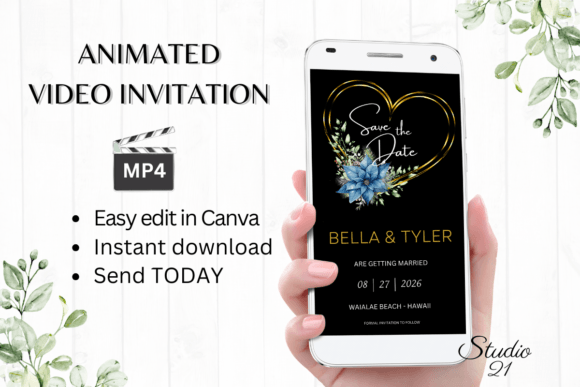 Digital Save the Date Announcement W2219: Effortless Wedding Style