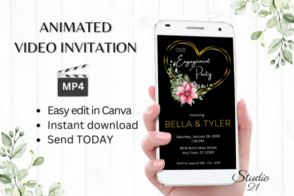 Festive Elegance: The Christmas Engagement Party Invite W1199