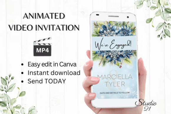 Winter Engagement Announcement W1256B: Your Elegant Digital Invitation Solution
