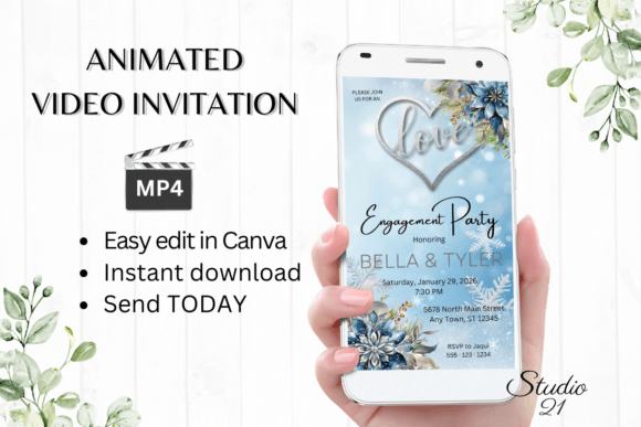 Winter Engagement Party Invite W1250: A Designer’s Digital Template