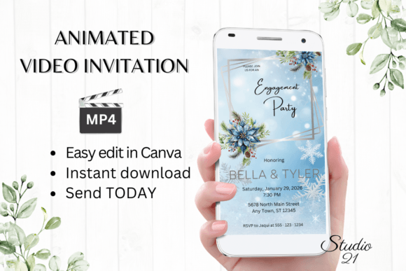 Winter Engagement Party Invite W1252: Your Digital Celebration Starter