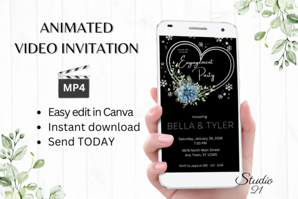 Winter Engagement Party Invite W1259: A Modern Festive Solution