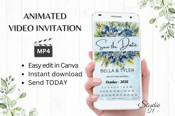 Winter Save the Date W2256B: A Digital Invitation Template for Effortless Elegance